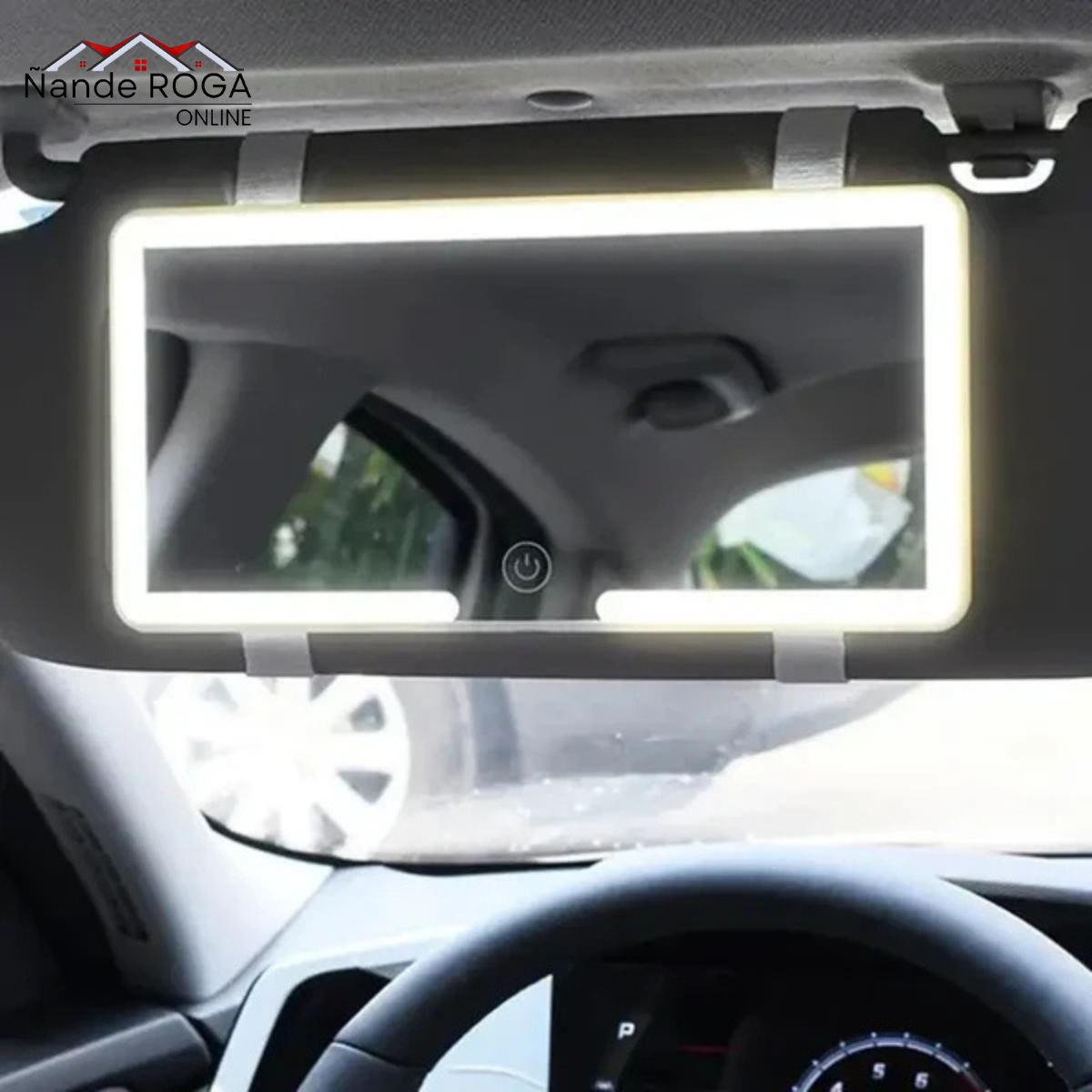 Espejo con Luz LED para Auto – Diseño Compacto y Moderno